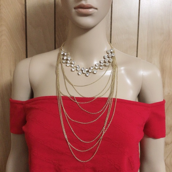 Draped Chain Crystal Choker in Gold - Picture 2 of 5